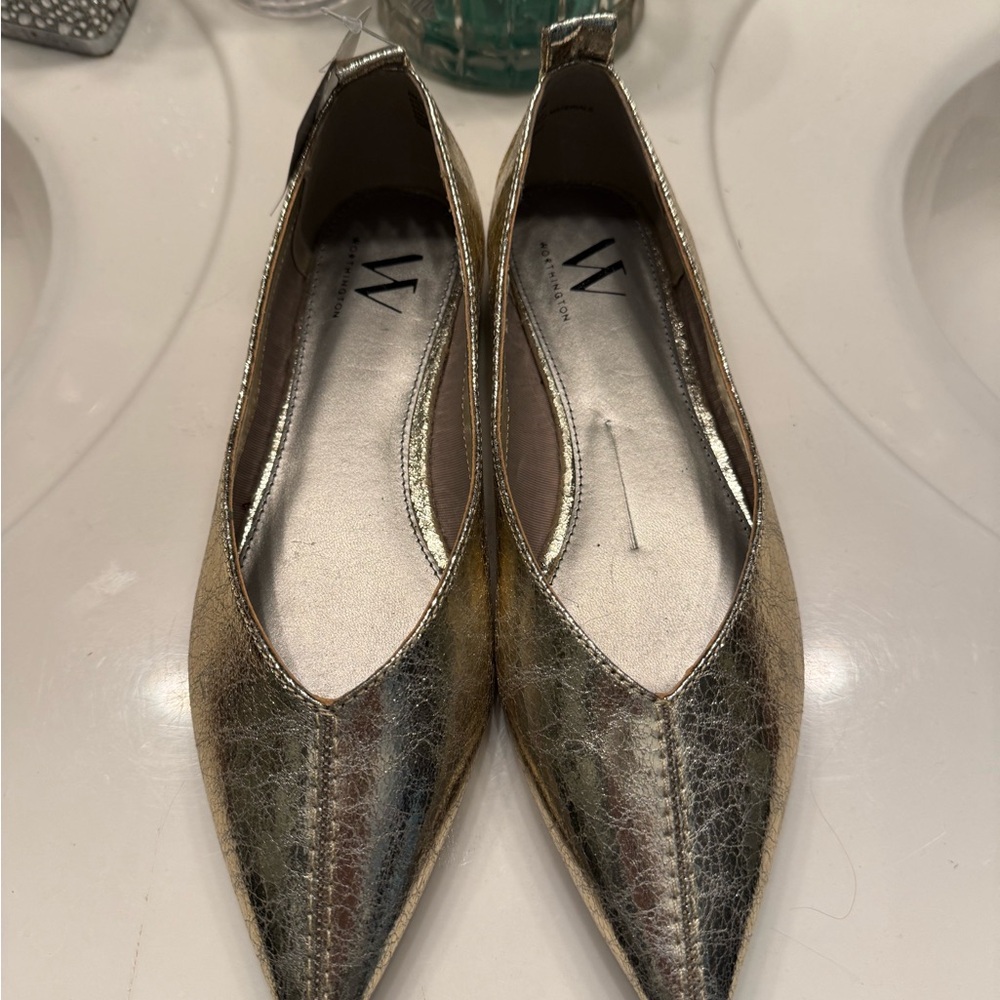 Worthington Metallic Gold Flats